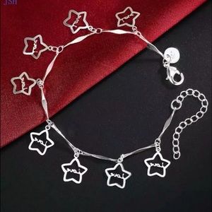 New! 925 stamped sterling silver heart bracelet